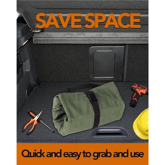 Tool Roll Up Pouch, Tool Roll, 16OZ Canvas Multi-Purpose Wrench Roll Up Bag - Picture 5 of 7